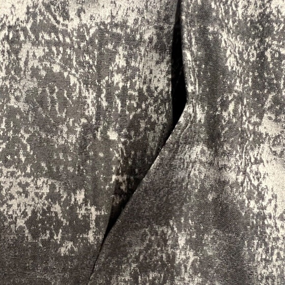 Eileen Fisher Charcoal Grandeur Jacquard High Collar Line Blazer Jacket Snaps M - Picture 4 of 11